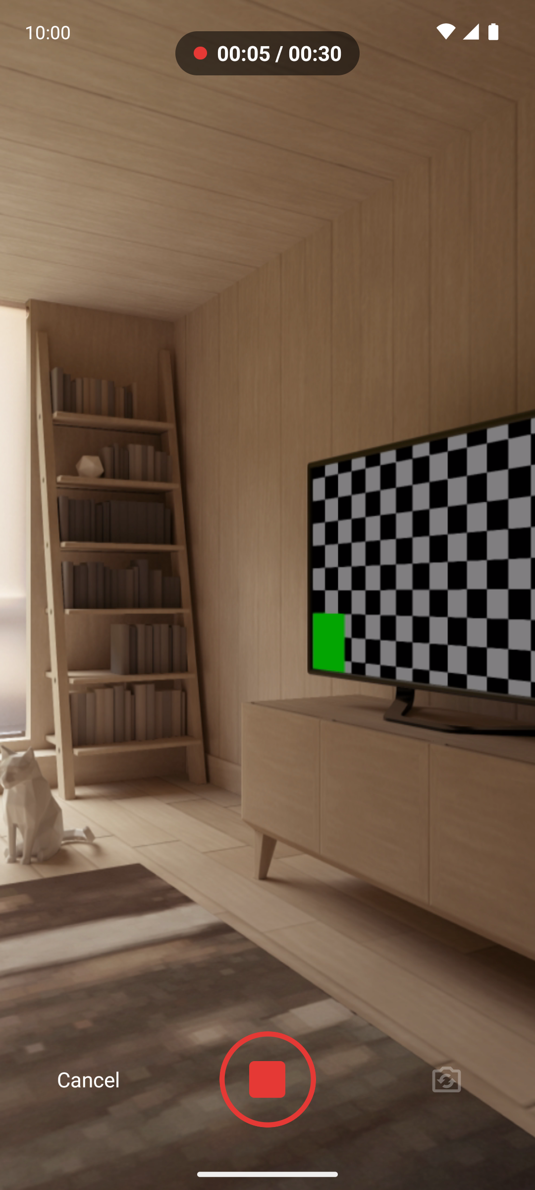 Recording a clip in the app, with the remaining time showing.