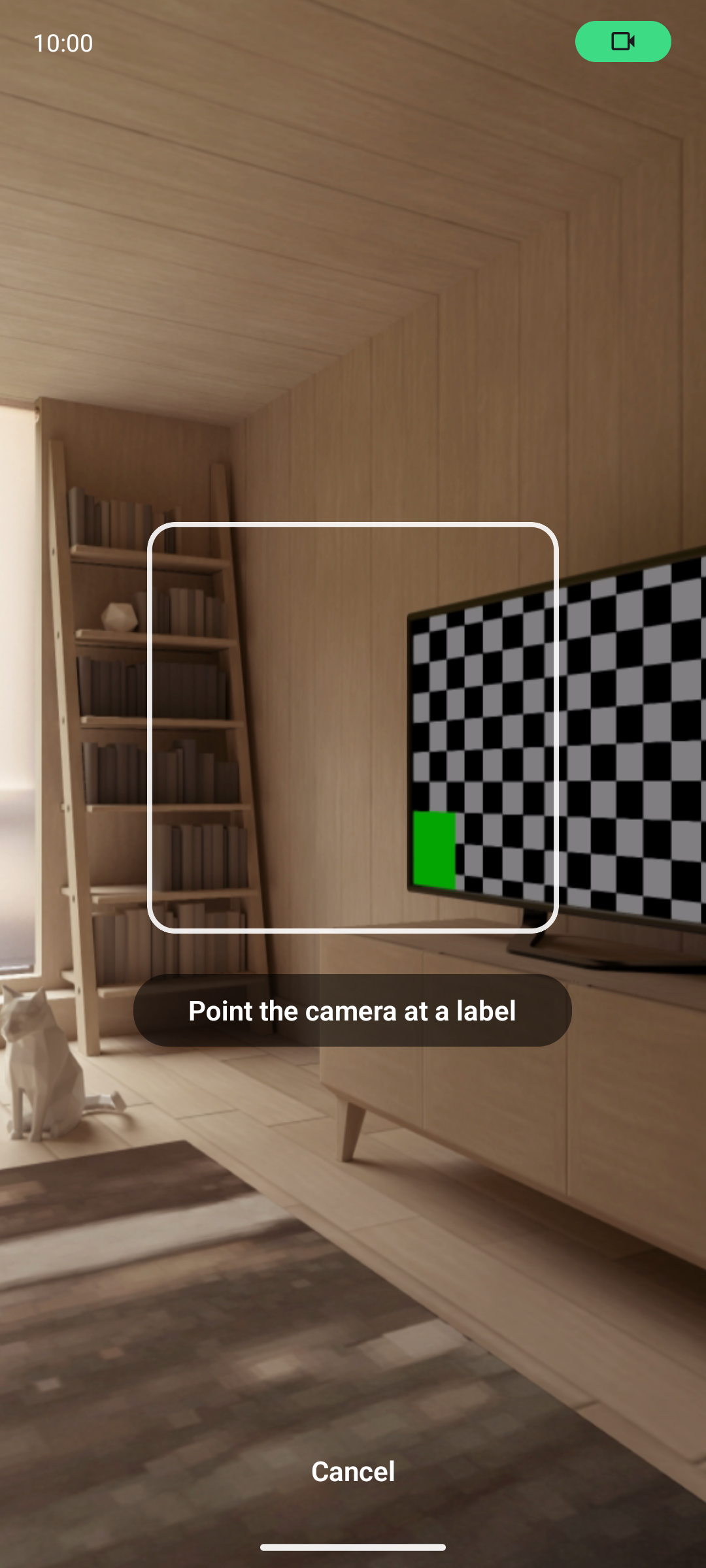 Scanning a printed pot label with the phone camera.